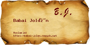 Babai Jolán névjegykártya